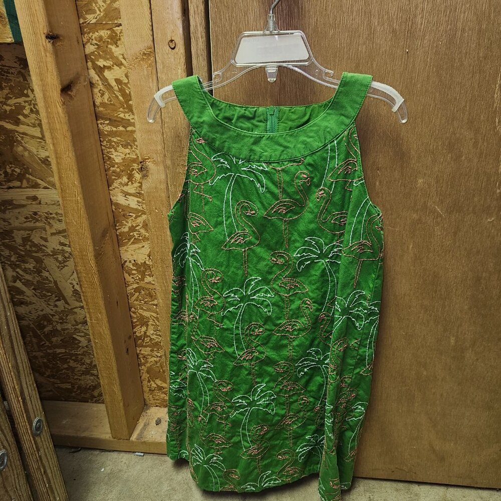 Gymboree Size 8 Sun Dress - Green Flamingos and Palms